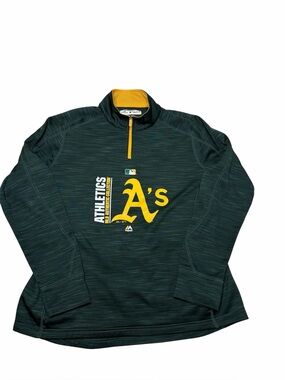 Majestic Oakland Athletics MLB men's 1/4 zip pullover size XL